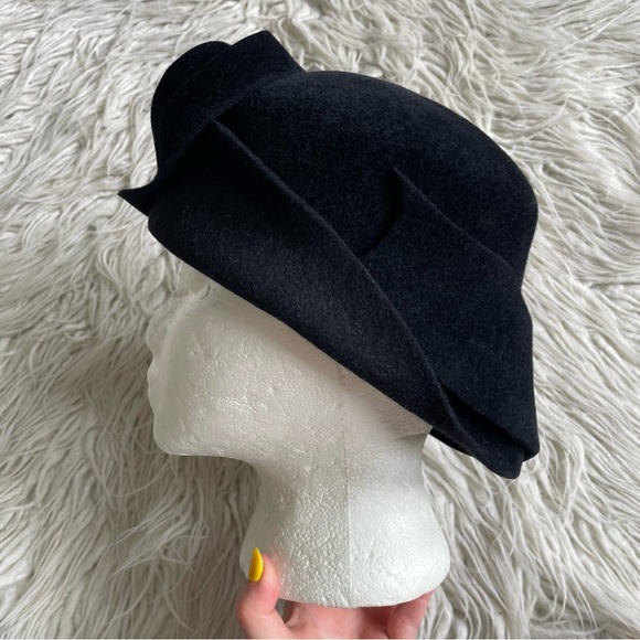 Creations Manon Lortie Vintage Black Felt Art to Wear Rose Bead Hat NWB One Size main image 7